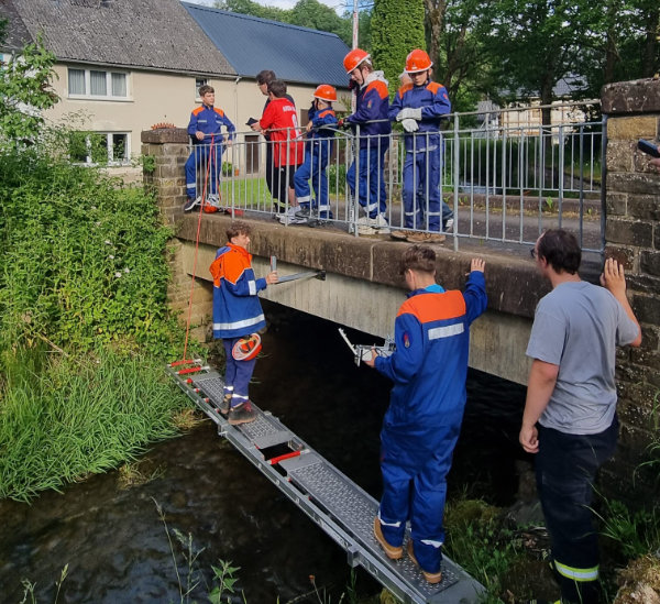 Jugendfeuerwehr Jünkerath bei der Montage. Foto: C. Fankort/DRK-KV Dau